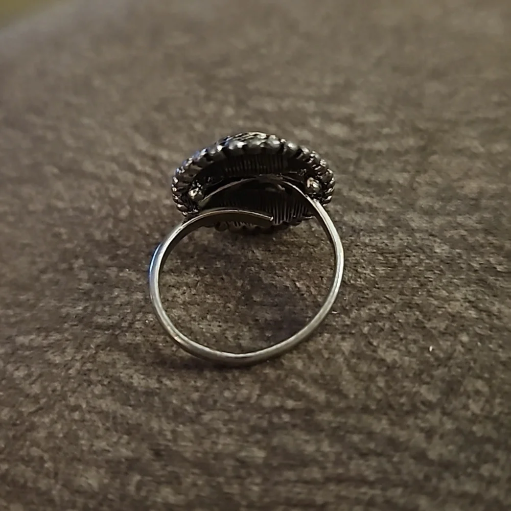 3/$30 Cowboy Core Faux Turquoise Oval Adjustable Ring